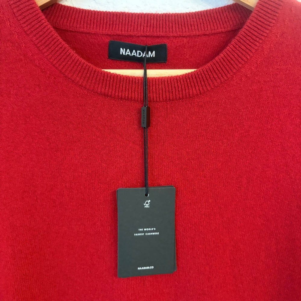Naadam The Essential Sweater Mens M 100% Cashmere Crewneck Pullover Red NWT - Picture 3 of 10